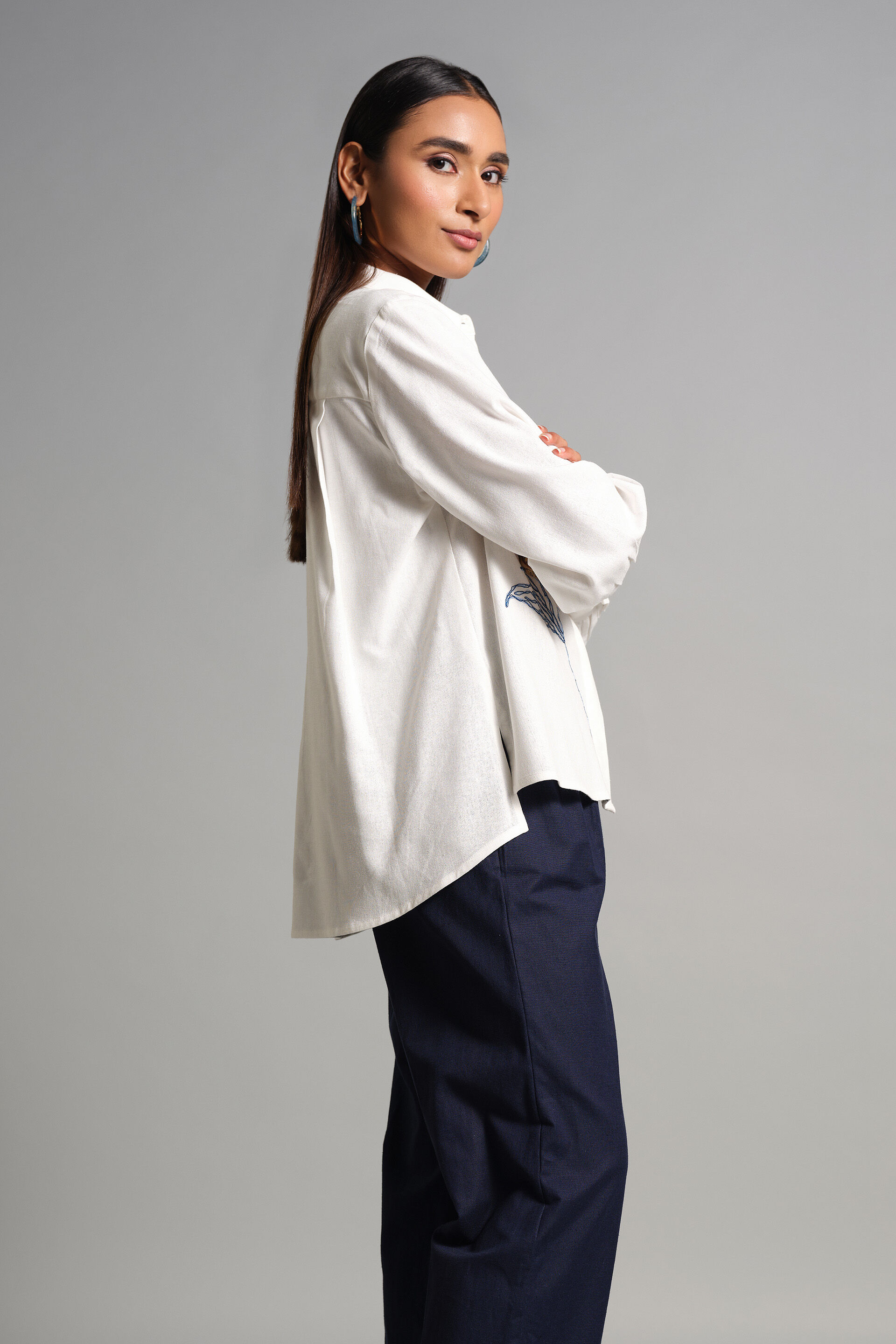 Flower Canvas Shirt, White, image 3